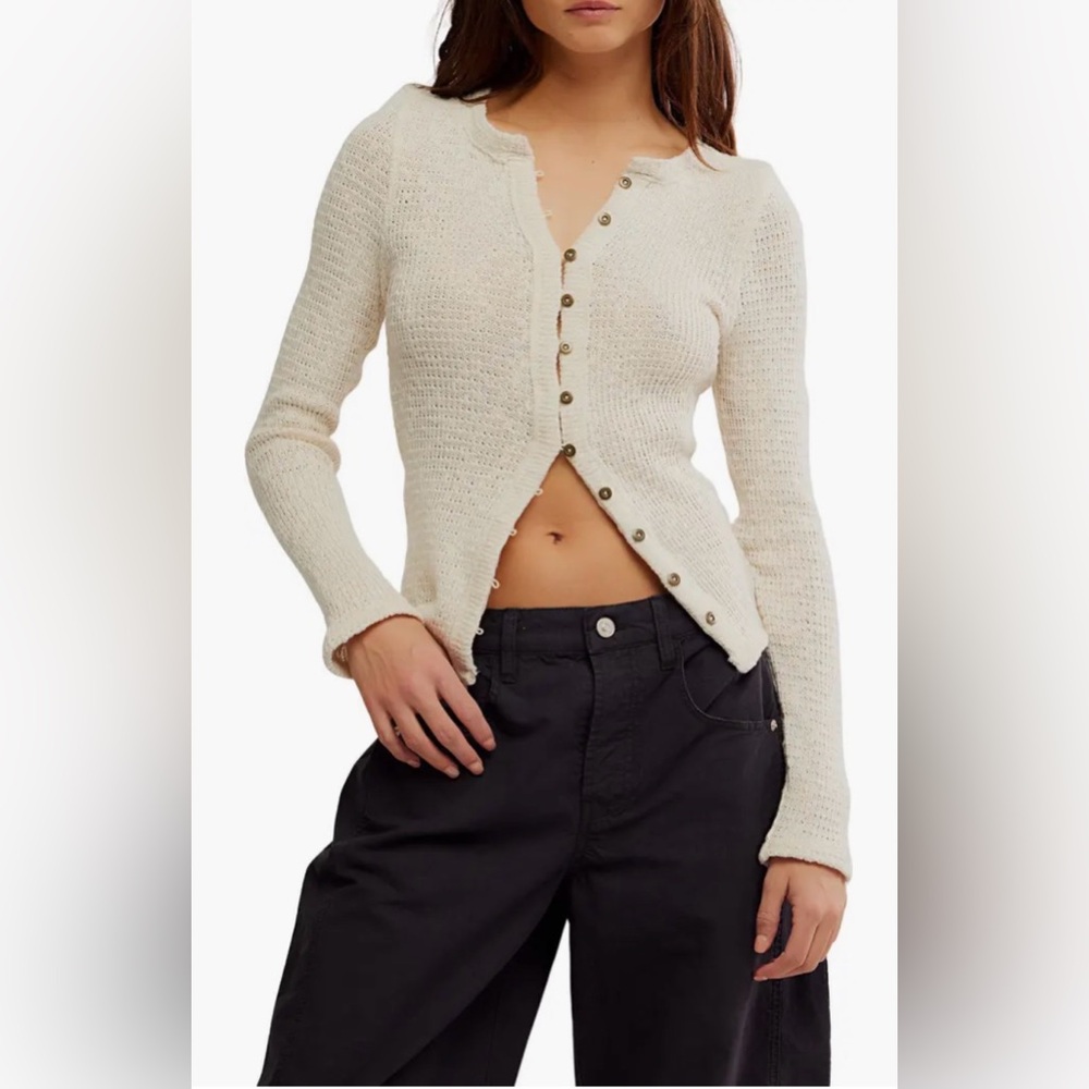 New Free People It's On Rib Cardigan. Ivory size large